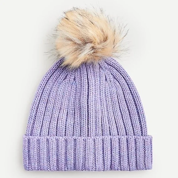 NWT J. Crew Ribbed Beanie with Faux-Fur Pom-Pom J.Crew Women main image 2